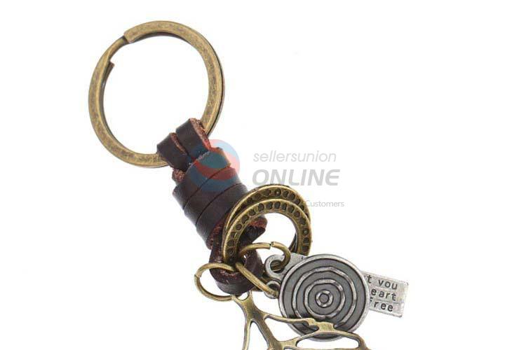 Cheap high quality cowhide key chain key ring