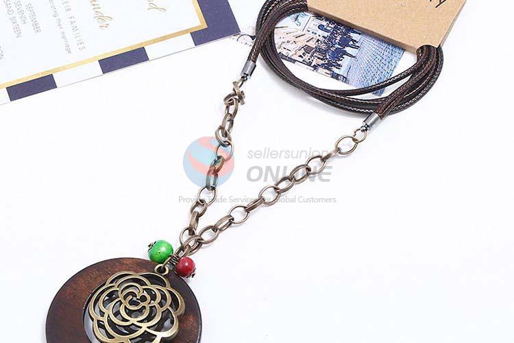 Top quality cheap vintage alloy pendant wooden necklaces