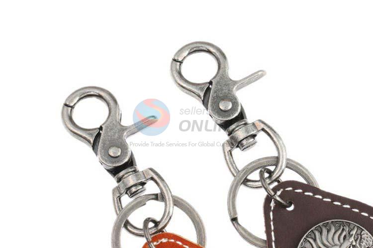Latest design cowhide key chain key ring