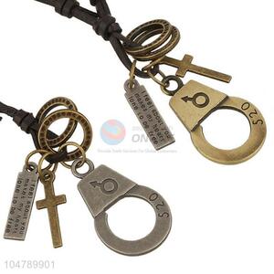 Factory sales vintage alloy pendant cowhide <em>necklaces</em>