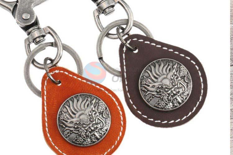 Latest design cowhide key chain key ring