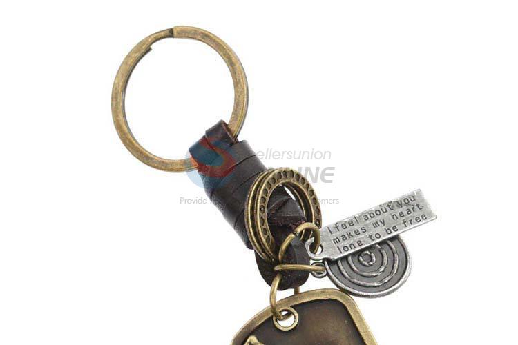 Nice fashion cheap cowhide key chain key ring