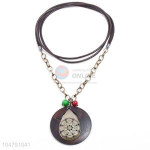 Nice fashion cheap vintage alloy pendant wooden necklaces