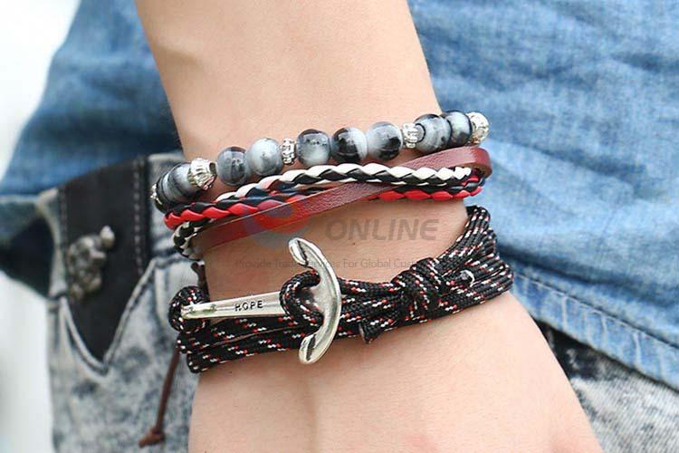 Direct factory vintage braided leather bracelet set