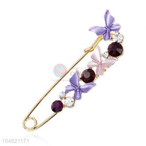 China factory safe pin shape flower alloy brooch