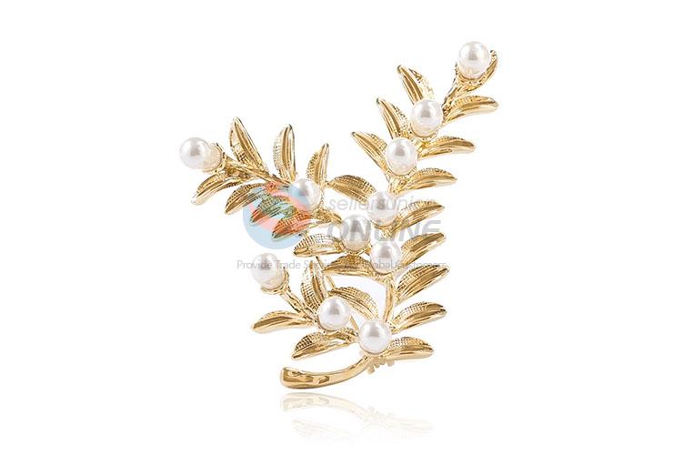 Super quality gold pearl alloy brooch