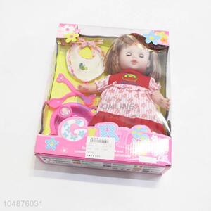 Cheap high quality baby doll with dishware toy