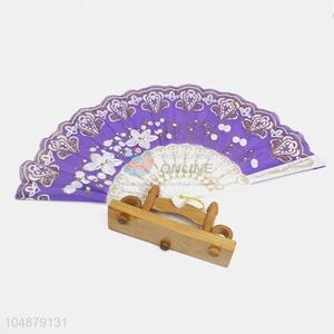 Purple Color Luxury Style Folding Hand Held Fan