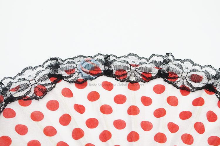 Lace Design Fashion Dot Pattern Portable Hand Fan