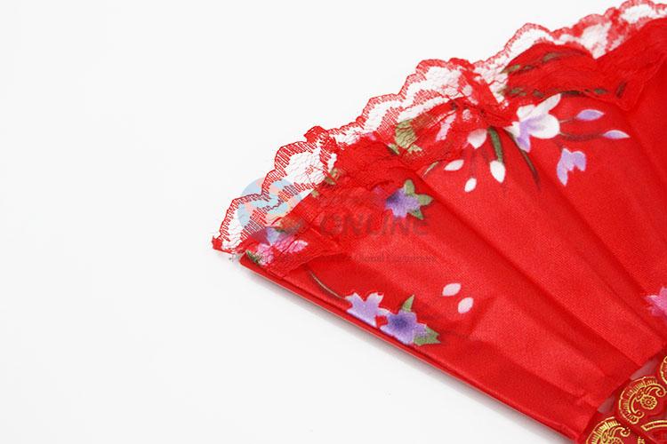Summer Portable Lace Flower Pattern Folding Hand Fan