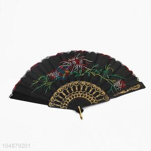 Black Color Fashion Vintage Style Folding Hand Fan