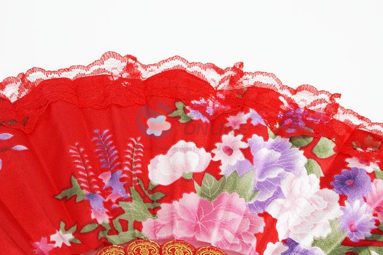 Summer Portable Lace Flower Pattern Folding Hand Fan