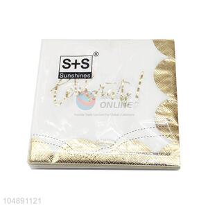 Simple Pattern Eco-friendly Double-ply Printed Gold Blocking Paper Napkins for Wedding