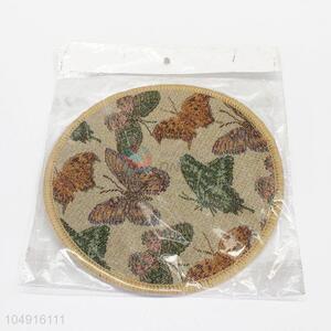 Wholesale Eco-friendly Flower Printed Bamboo Weaving Mats Placemats in Round Shape