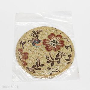 Best Sale Round Shaped Heat Insulation Table Bamboo Weaving Placemat with Flower Pattern