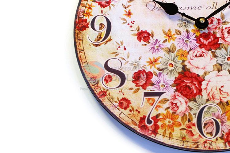 China OEM round printed wall clock for home decor