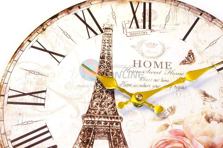 Cheap wholesale round printed wall clock for home decor