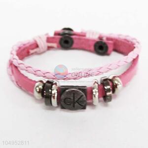 Hot Selling Fashion Cute Pink PU Bracelet