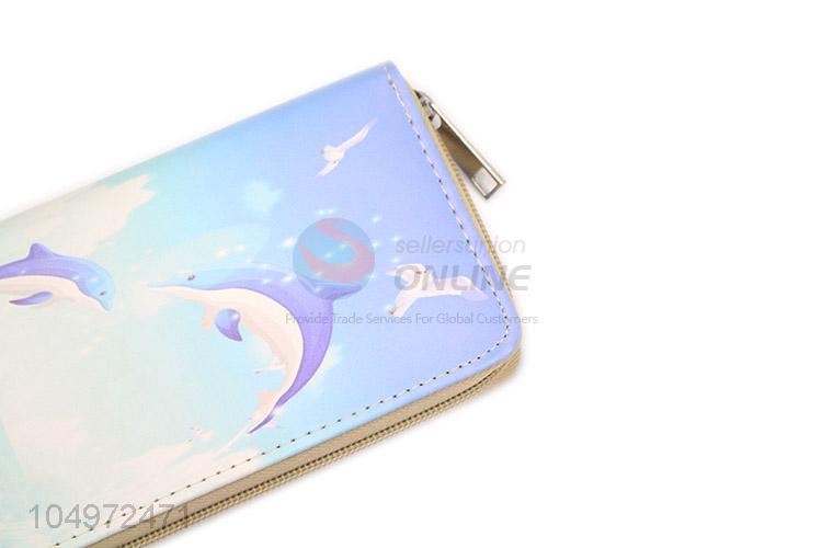 New Useful PU Leather Soft Long Wallets Chain Purse