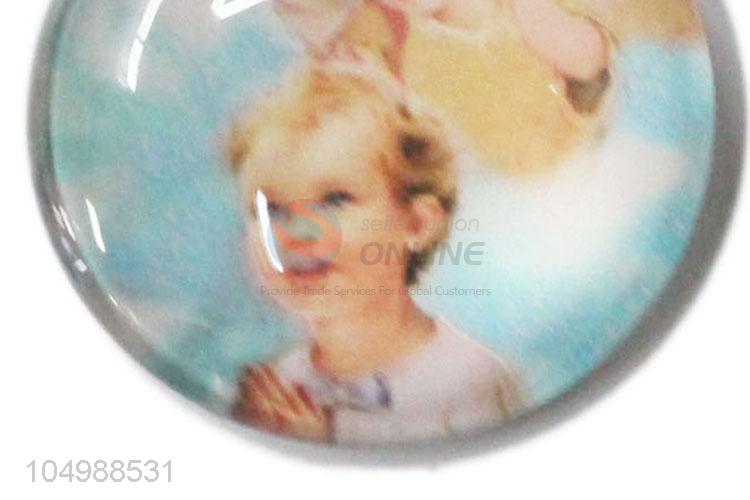 China branded round epoxy fridge magnet with angel pattern