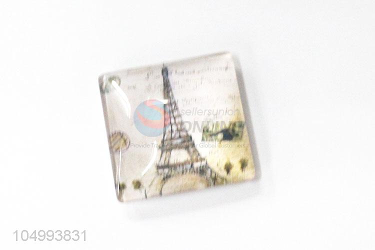 Factory wholesale square tower pattern epoxy fridge magnet