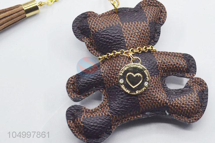 Superior Quality PU Leather Bear Key Chain Key Ring For Women