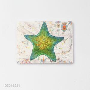 Factory promotional rectangle ceramic fridge magnet with starfish pattern