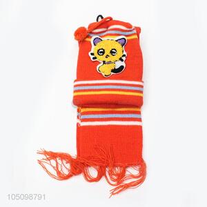 Made In China Cartoon Kids Knitted Winter Hat with Scarf