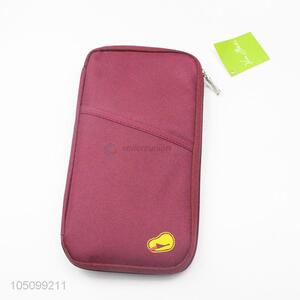 Custom Good Quality Wine Red Color Card Holder Pockets Storage Organizer