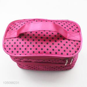 Portable Rose Red Low Price Dotted Cosmetic Bag for Sale
