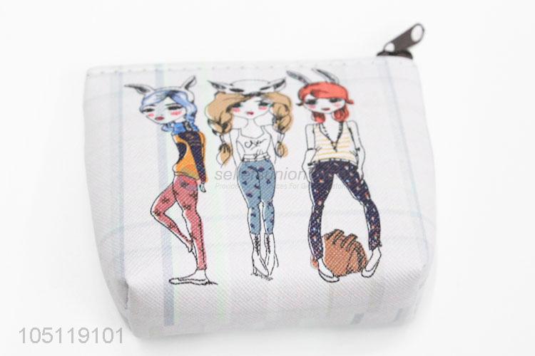 Travel Cartoon Girl Printed  Key Coin Purse for Promotional