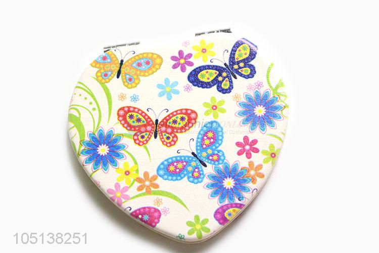 Made in China heart shape double sided pocket mirror