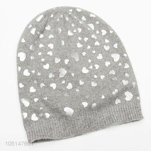 New Arrival Supply Chinlon Single-Deck Knitted Winter Hat with Heart Printed