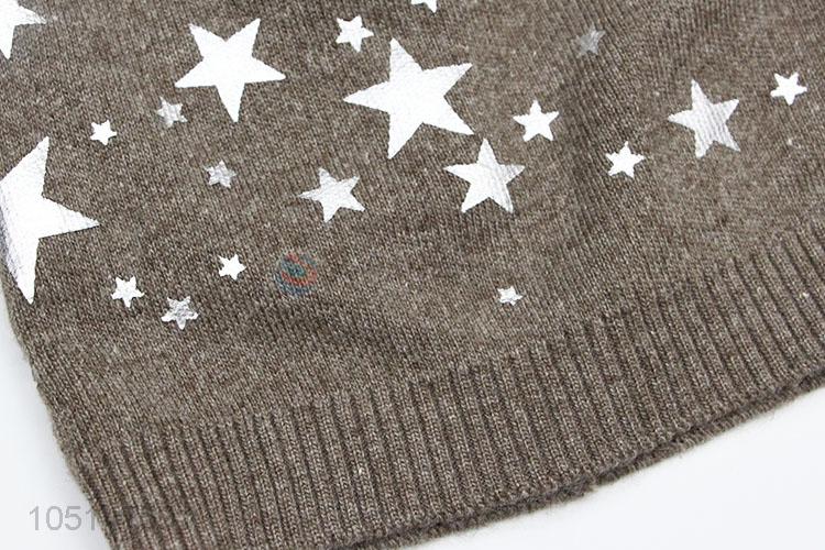 Cheapest Price Chinlon Single-Deck Knitted Winter Hat with Star Pattern