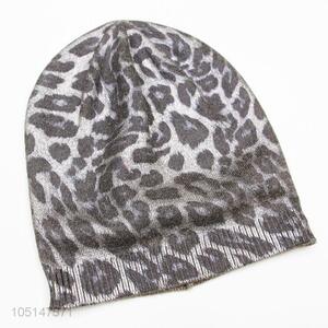 New Fashion Cute Knitted Cheap Price Single-Deck Winter Hat with Leopard Pattern