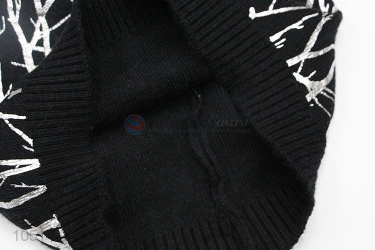 New Arrival Chinlon Single-Deck Knitted Warm Winter Hat with Tree Pattern