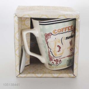 Cheap and High Quality Ceramic Cup for Drinking with Spoon