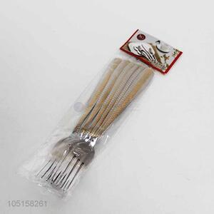 6Pcs/Set Wooden Handle Stainless Steel Fork