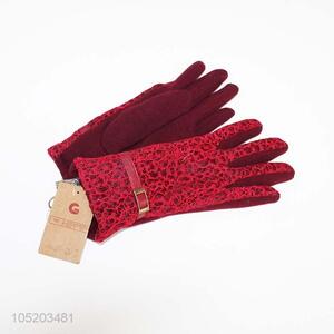 Manufacturer custom women lace <em>winter</em> warm <em>gloves</em> micro velvet <em>gloves</em>