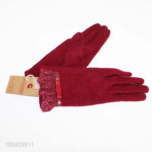 High quality promotional women red <em>winter</em> warm cashmere <em>gloves</em>