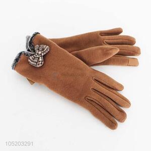 Brown Color Warm <em>Gloves</em> for Women