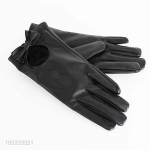 Black Color PU <em>Winter</em> <em>Gloves</em> for Women