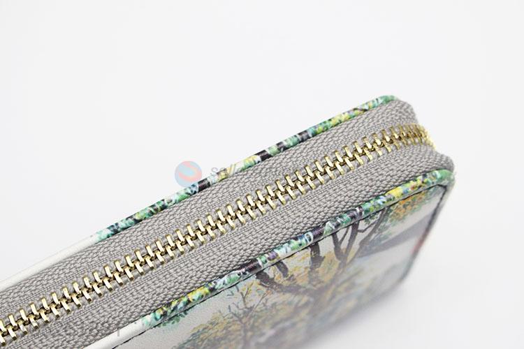 Fancy Chinese Building Pattern Hand Purse Long Clutch Purse Woman