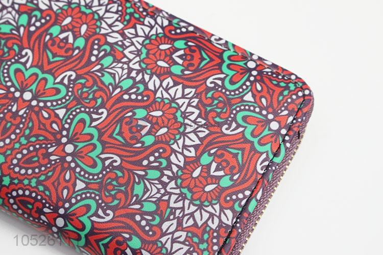 Women Zipper Vintage Flower Pattern Coin Purses Women Wallet