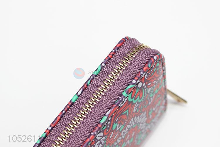 Women Zipper Vintage Flower Pattern Coin Purses Women Wallet