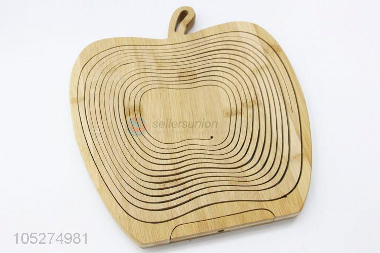 Portable Apple Shaped Natural Bamboo Laundry Basket