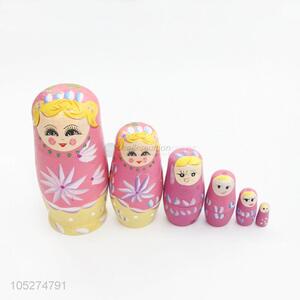 Factory Direct Supply 6Pcs/Lot Wooden Russian Girl Hand Painted Nesting Dolls