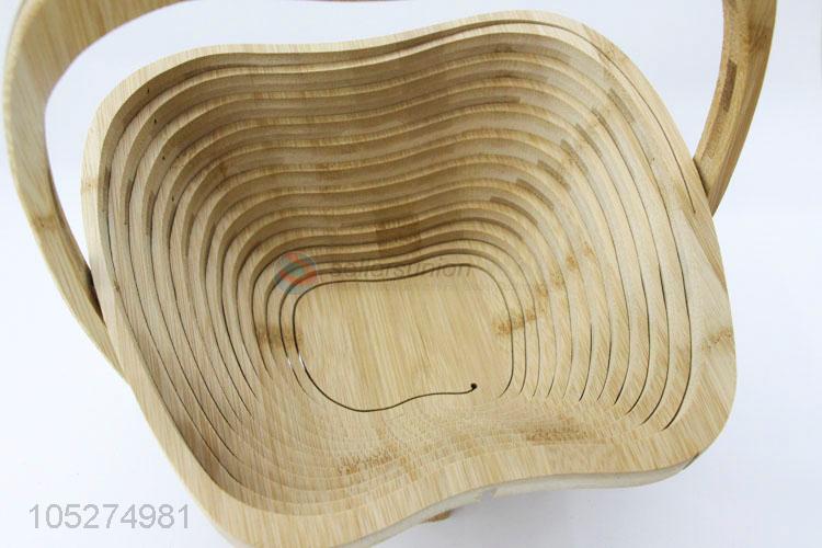 Portable Apple Shaped Natural Bamboo Laundry Basket