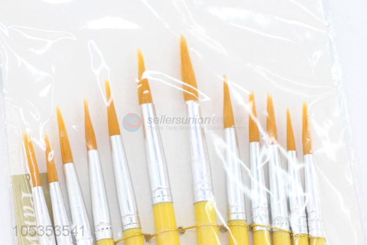 Promotional Item 12pcs Yellow Paint Brushes for Art Student Drawing