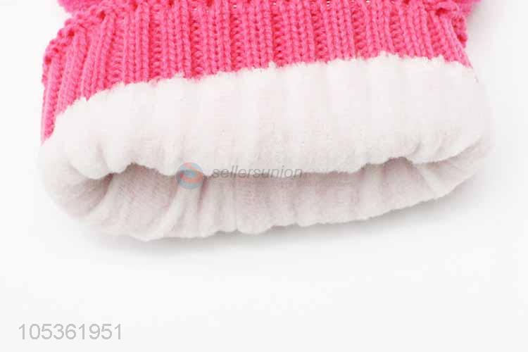 Direct Price Red Child Kids Warm Crochet Wool Knit Cap